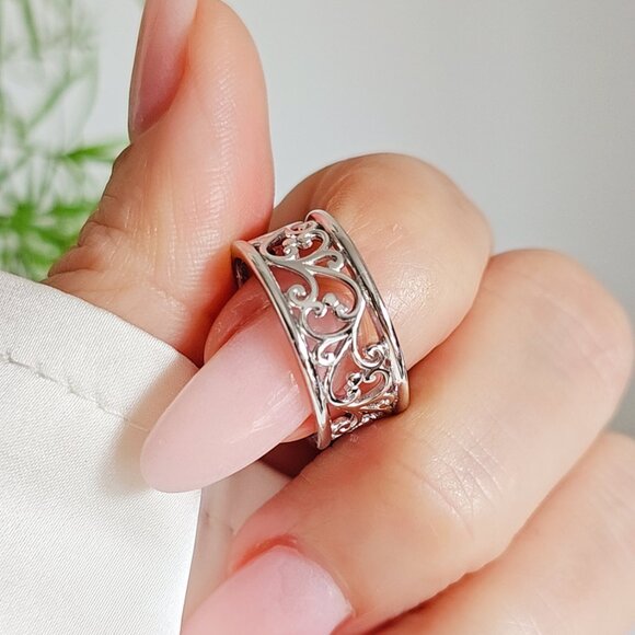 Women's 925 Sterling Silver Vines Ring Spiral Band Bali Bohemian Boho Thumb Ring - Picture 5 of 10